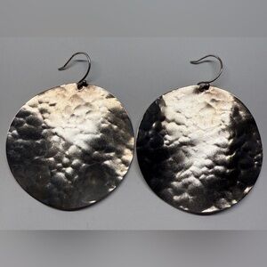 Silpada Hammered Sterling Silver Disc Earrings Moon Glow 2.25” Statement